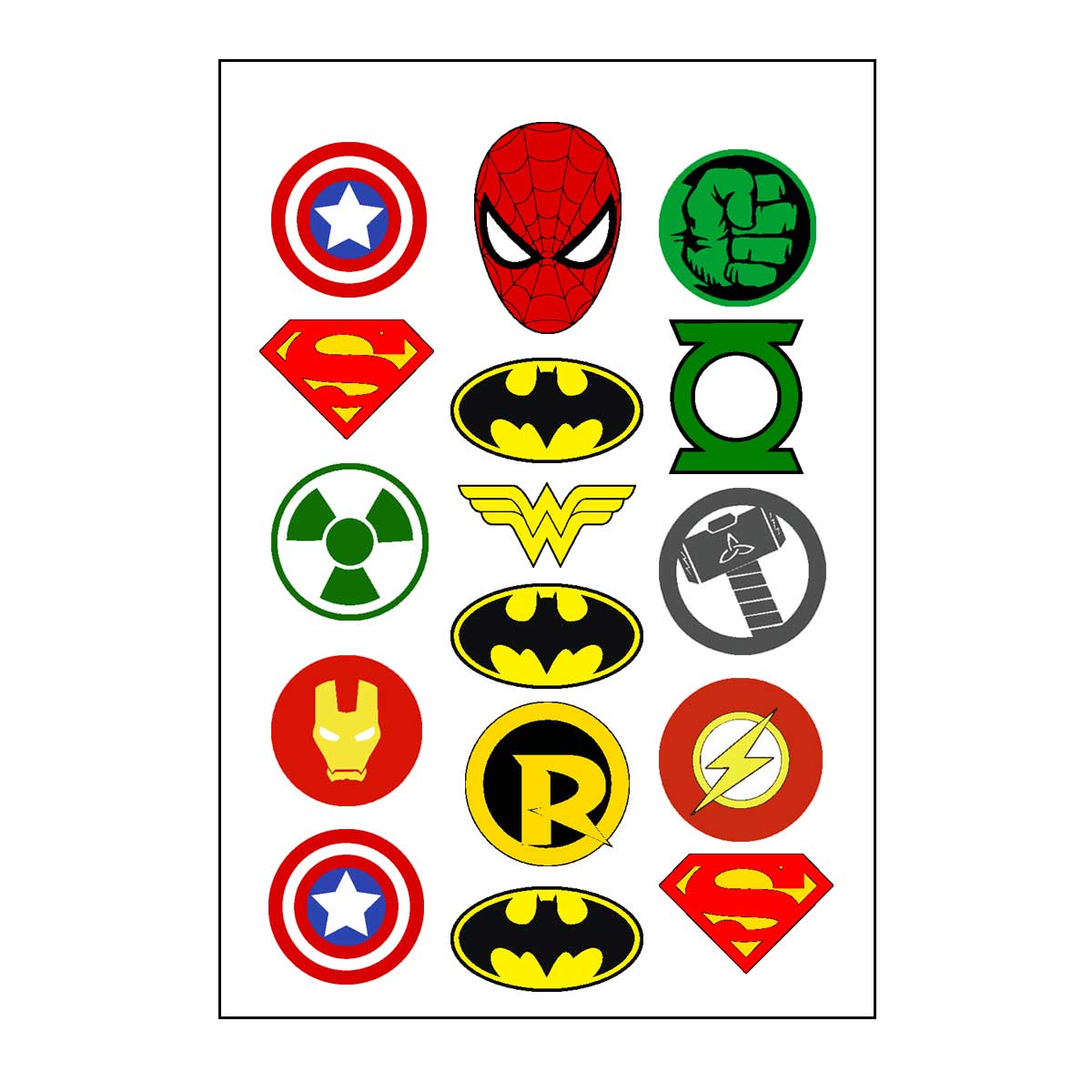 Superhero Symbols Temporary Tattoos