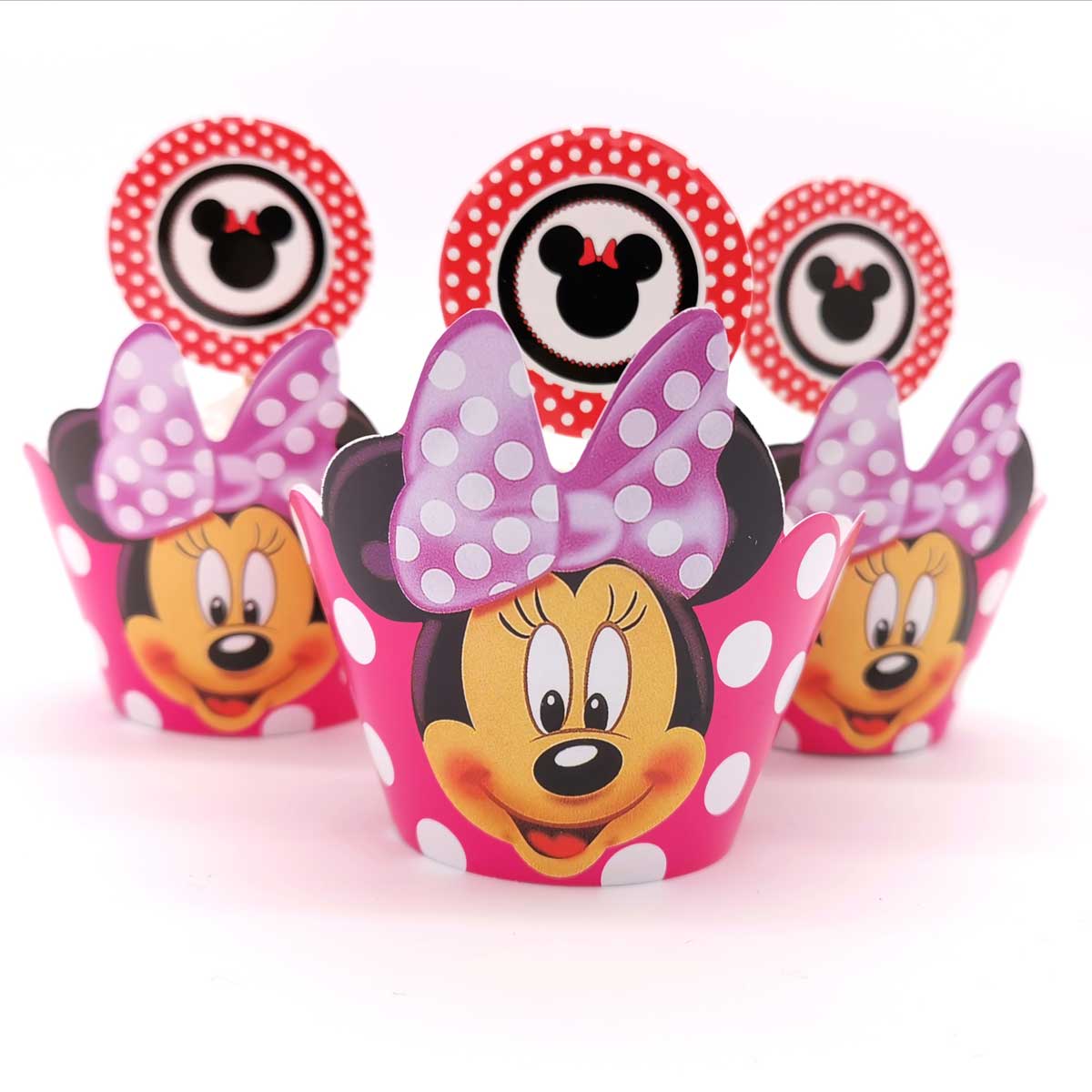 Minnie Mouse Cupcake Wrappers & Toppers - Tic Tac Top