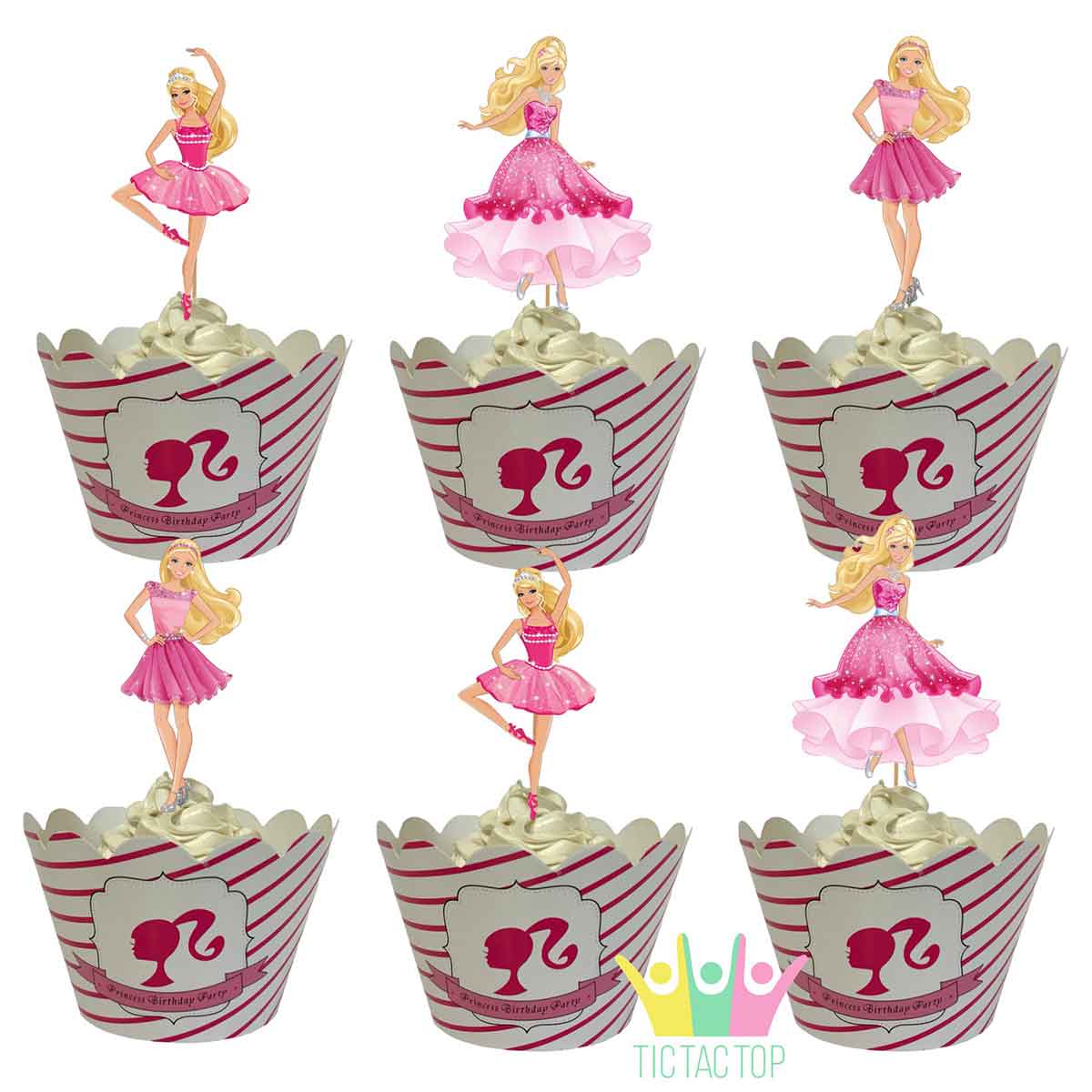 Barbie Cupcake Wrappers And Toppers Tic Tac Top