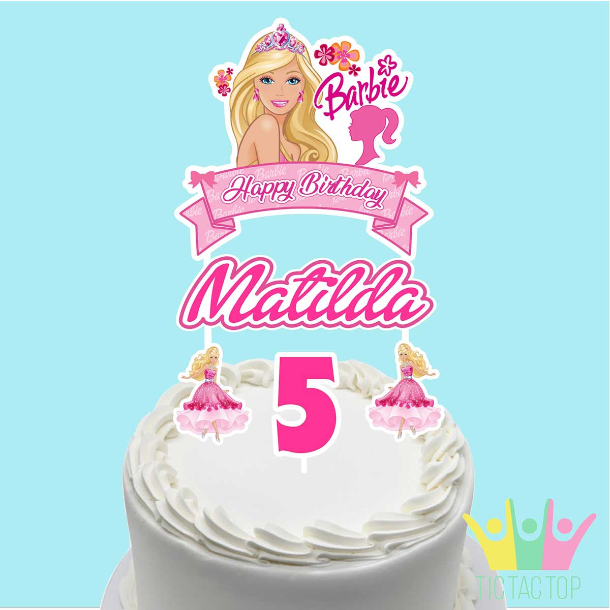 Barbie Cake Toppers Personalised With Name & Age 