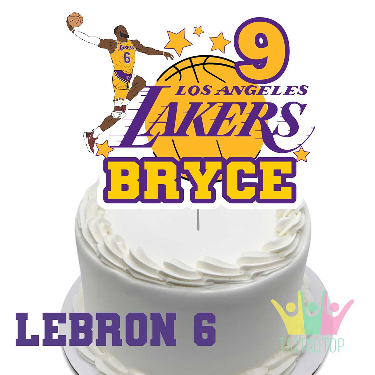 NBA Lakers Cake Happy Birthday Party. Cake Topper Digital 