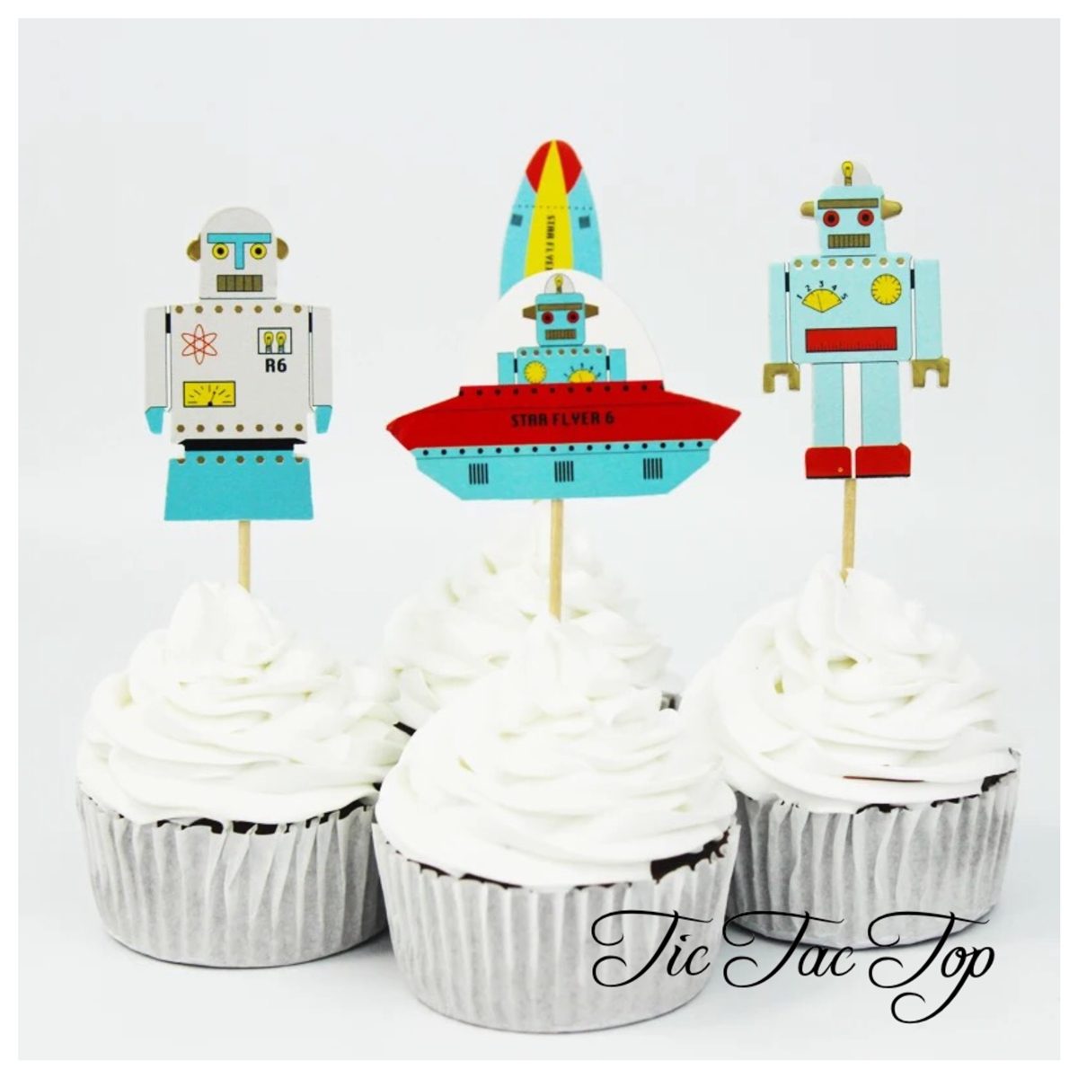 Robot Theme Party Supplies,24pcs Cupcake Toppers Italy | Ubuy