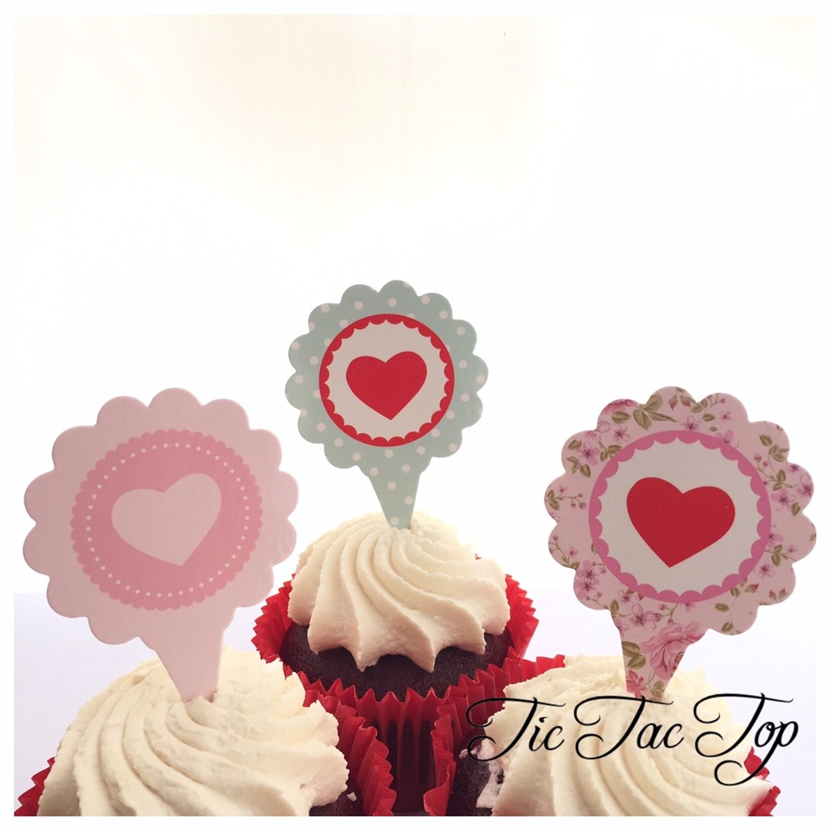 Love Heart Valentine Card Toppers - 12pcs