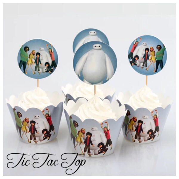 Big Hero 6 & Friends Blue Cupcake Wrappers + Toppers