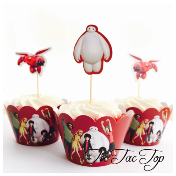 Big Hero 6 & Friends Red Cupcake Wrappers + Toppers