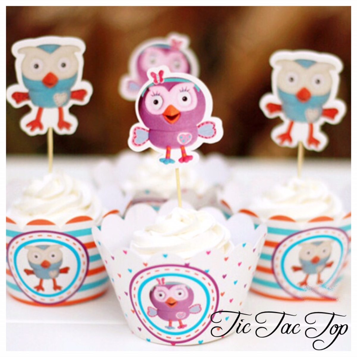 Giggle & Hoot & Hootabelle Cupcake Wrappers + Toppers