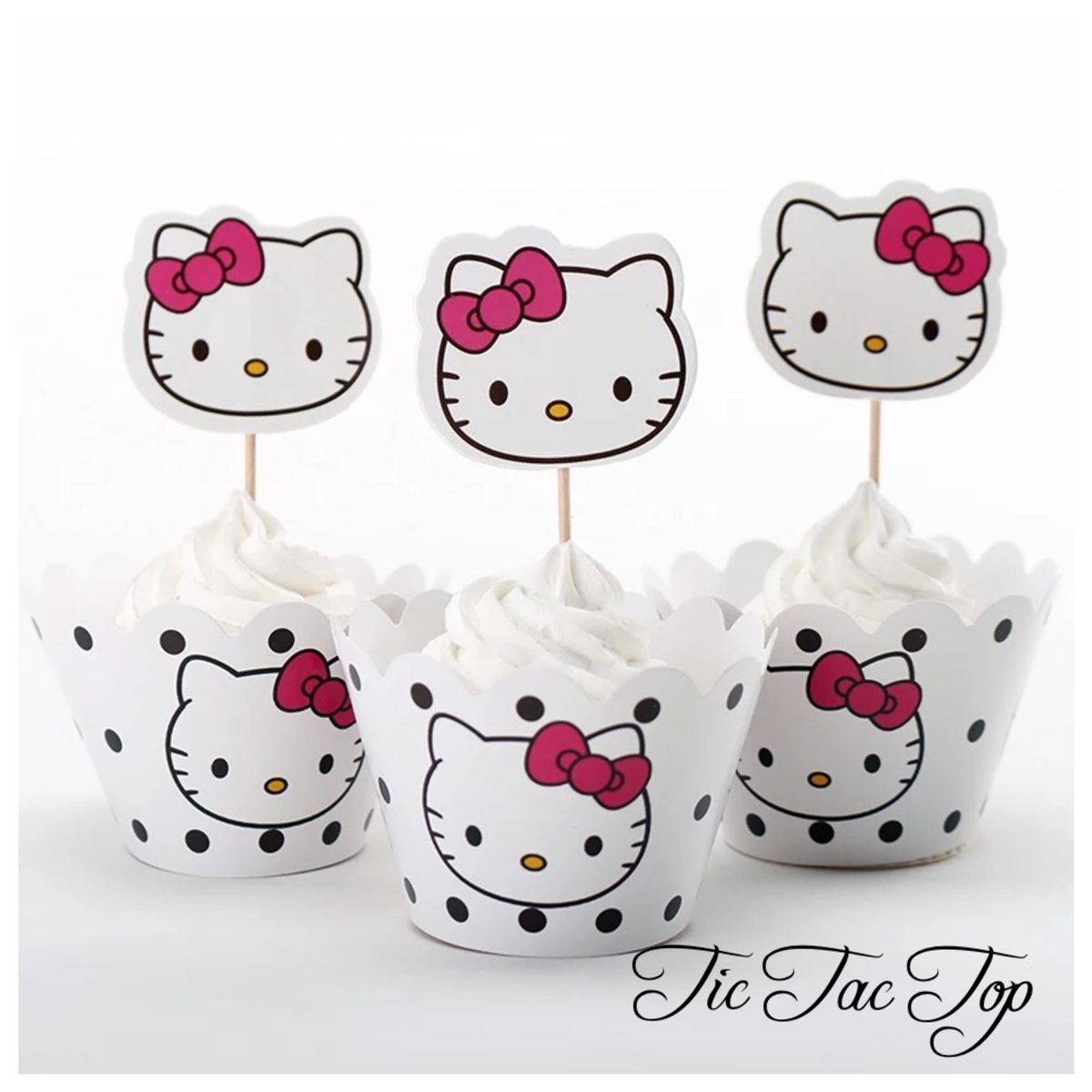 Hello Kitty Spotty Cupcake Wrappers + Toppers