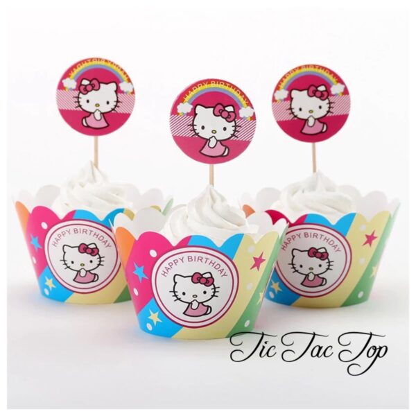 Hello Kitty Rainbow Cupcake Wrappers + Toppers
