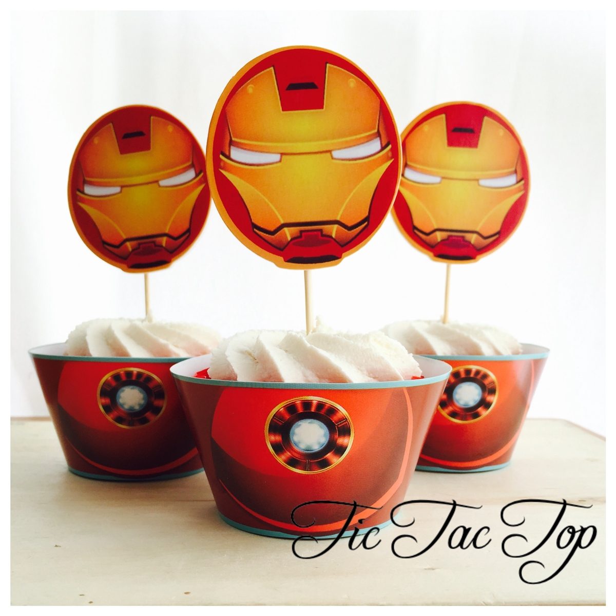 Ironman Avengers SPECIAL BIG HEAD EDITION Cupcake Wrappers + Toppers