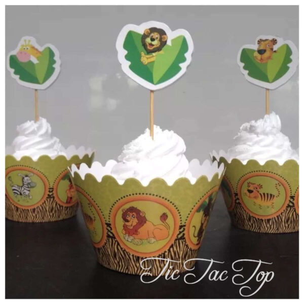 Jungle Animals Cupcake Wrappers + Toppers