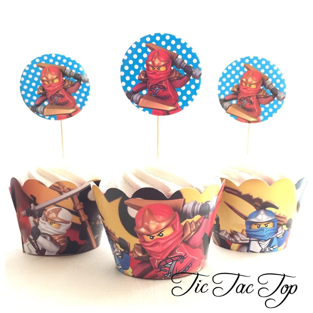 Lego Ninjago Cupcake Wrappers + Toppers