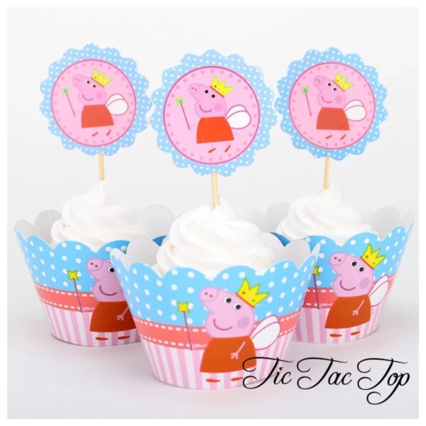 Flying Fairy Peppa Pig Cupcake Wrappers + Toppers