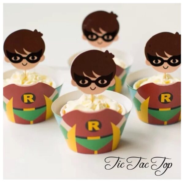 Robin BIG HEAD EDITION Cupcake Wrappers + Toppers