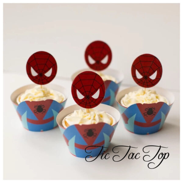 Spiderman BIG HEAD EDITION Cupcake Wrappers + Toppers