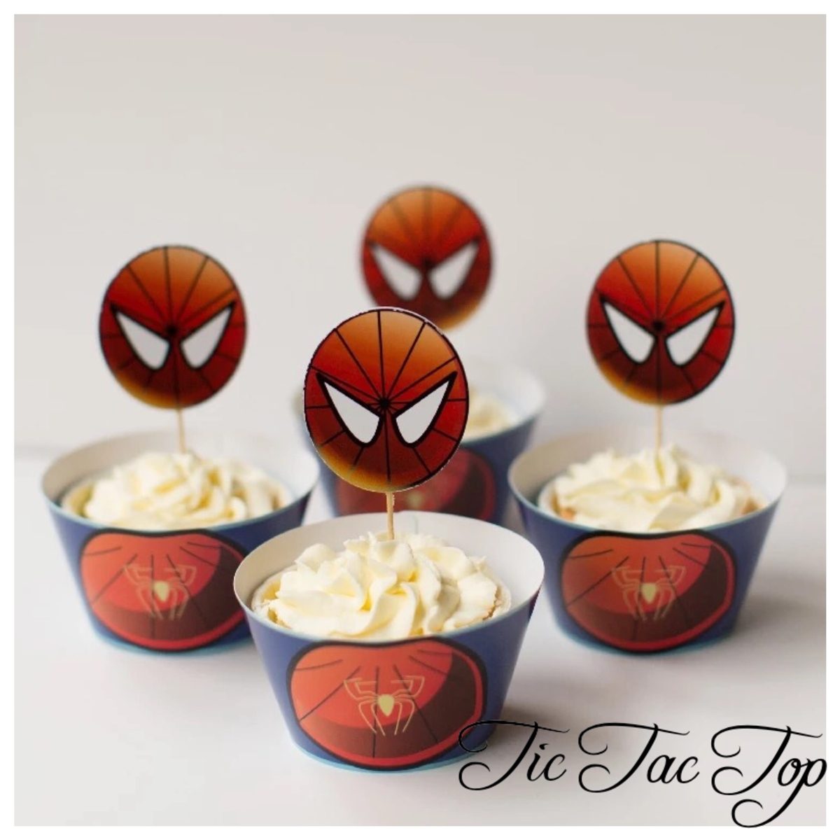 Spiderman Superhero Cupcake Wrappers + Toppers
