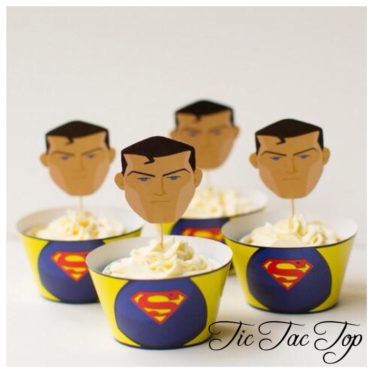 Superman Superhero Cupcake Wrappers + Toppers