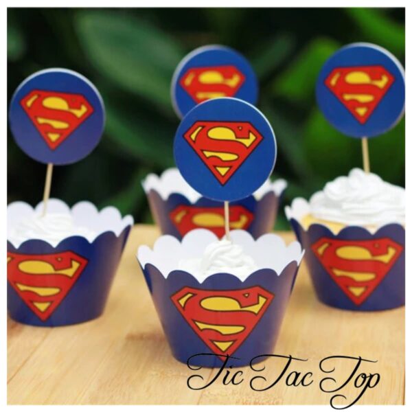 Superman Logo Cupcake Wrappers + Toppers