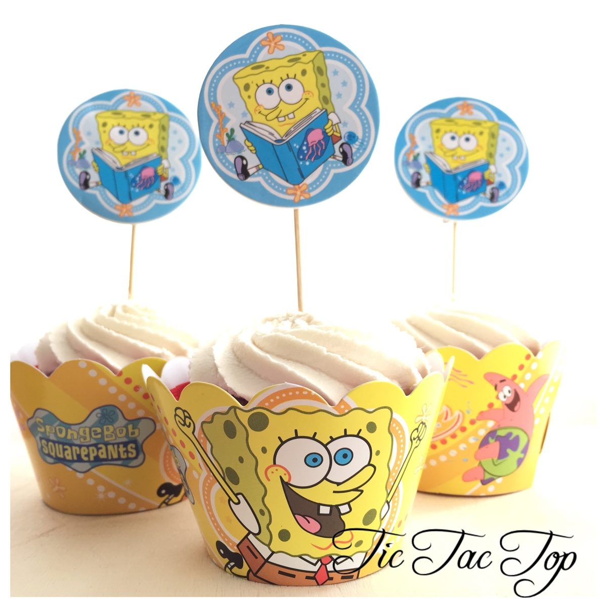 Spongebob SquarePants Cupcake Wrappers + Toppers