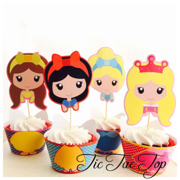 Disney Princesses Cupcake Wrappers + SUPER BIG Toppers