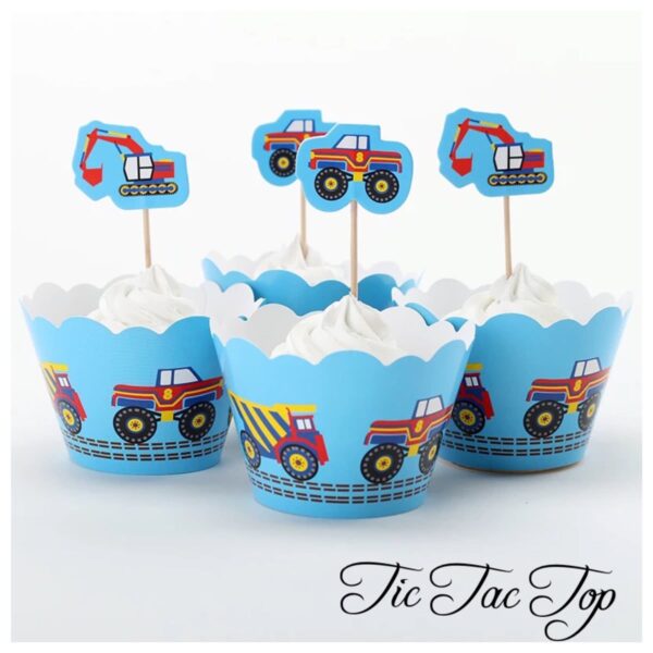 Construction Truck & Digger Cupcake Wrappers + Toppers