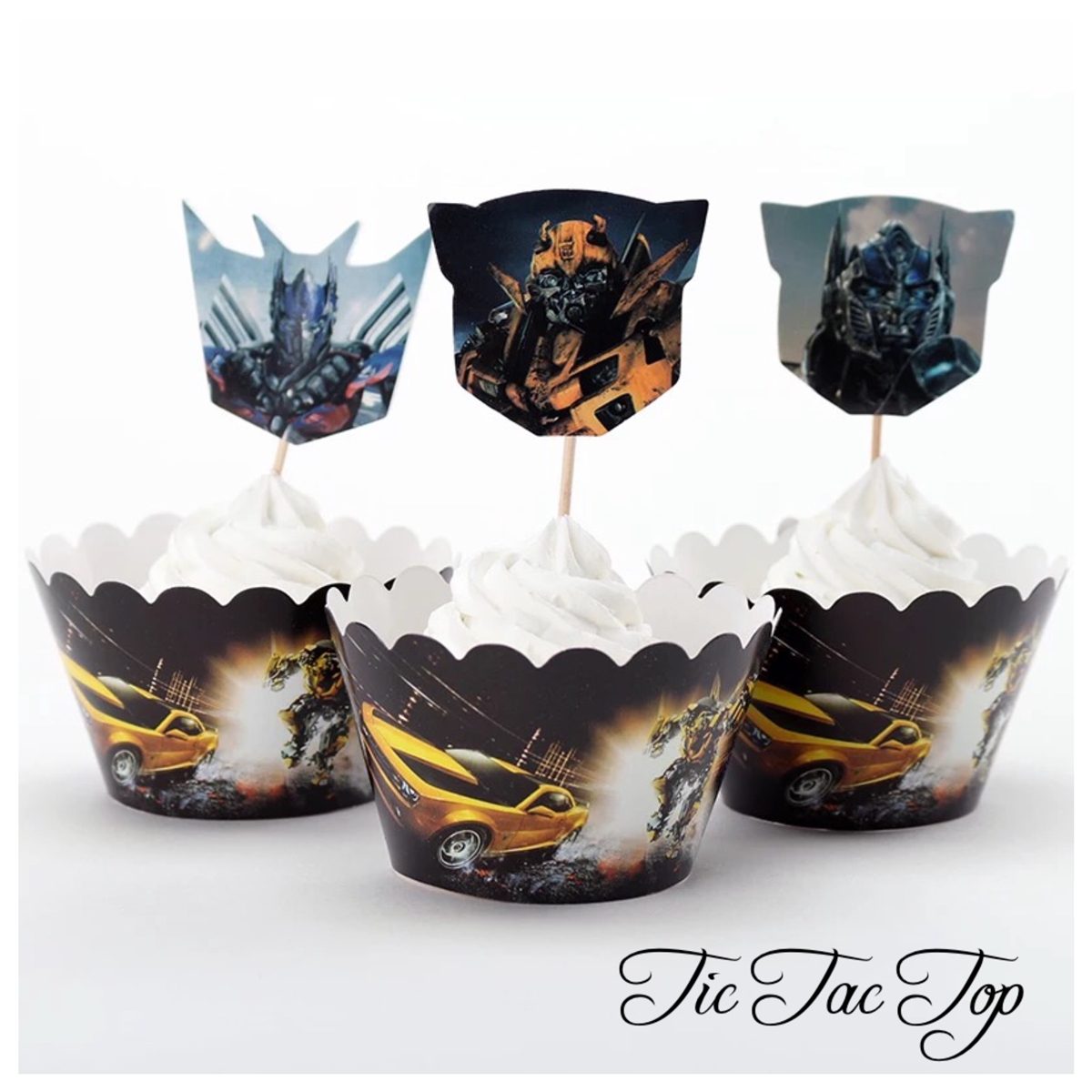 Transformers Cupcake Wrappers + Toppers