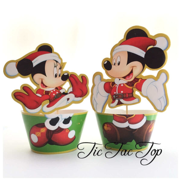 Xmas Mickey & Minnie Special Edition Cupcake Wrappers + Toppers
