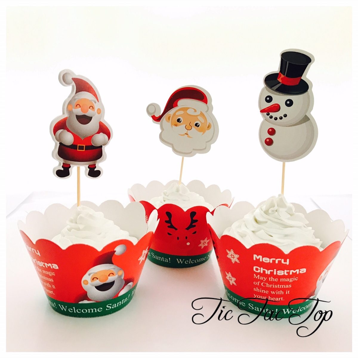 Christmas Celeration Cupcake Wrappers + Toppers